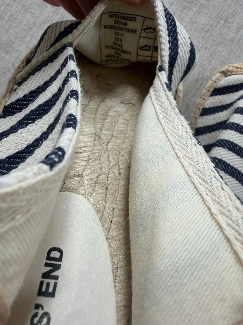Land’s End Espadrille Women’s‎ 11 Flat Breton Navy Stripe classic preppy NEW